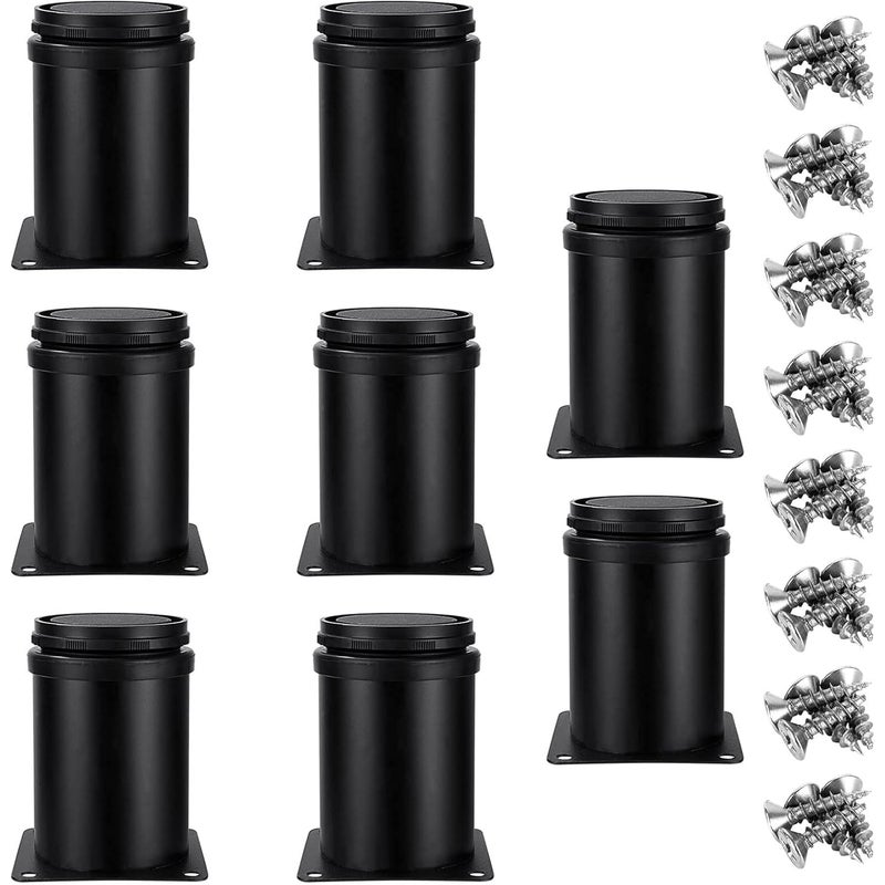 8 szt. regulowanych nóżek meblowych, 50 x 80 mm, regulowane nóżki do sofy, stal nierdzewna, regulowana wysokość 0-15 mm, czarne nóżki meblowe (z 32 śr