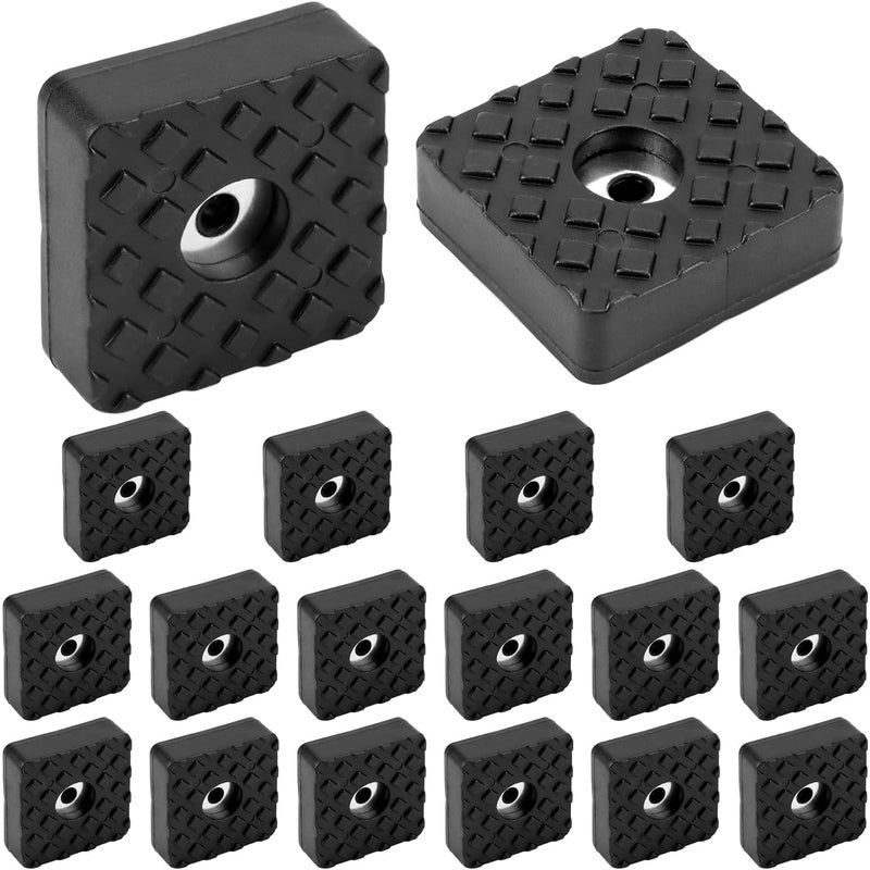 Opakowanie 18 szt. kwadratowych gumowych nóżek wkręcanych, 30x30x10 mm, antypoślizgowe podkładki gumowe ze śrubami do mebli i podłóg - czarne