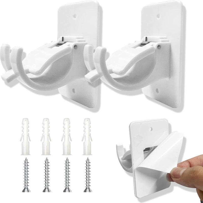 2-częściowy regulowany uchwyt na karnisz, nie wymaga wiercenia, haki do podtrzymywania karnisza, montaż samoprzylepny lub na śruby, idealny do łaziene