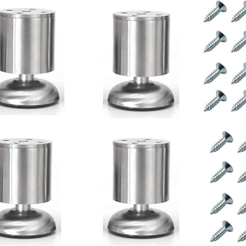 Zestaw 4 regulowanych nóżek meblowych ze stali nierdzewnej, 8 cm