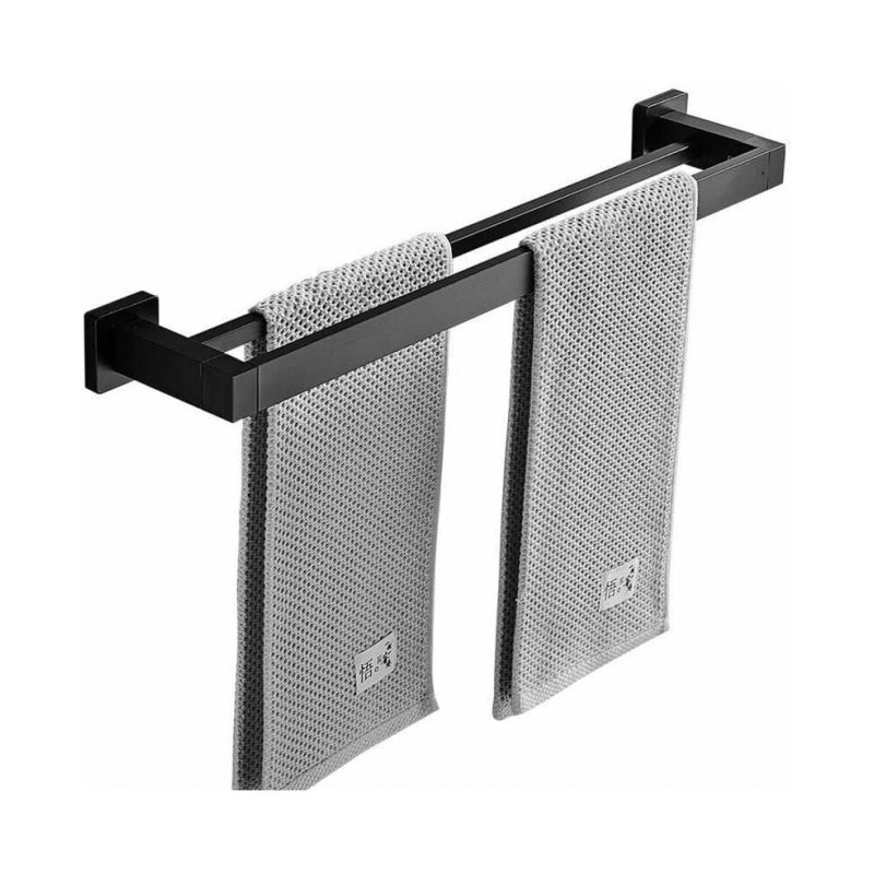 1 sztuka 40 cm matowy czarny podwójny wieszak na ręczniki, ścienny wieszak na ręczniki ze stali nierdzewnej z 2 drążkami, wspornik łazienkowy