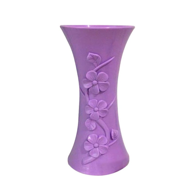 Tłoczony plastikowy wazon do kompozycji kwiatowych, doniczka, stojak na kwiaty do domu, biura, dekoracja wnętrz, jasnofioletowy