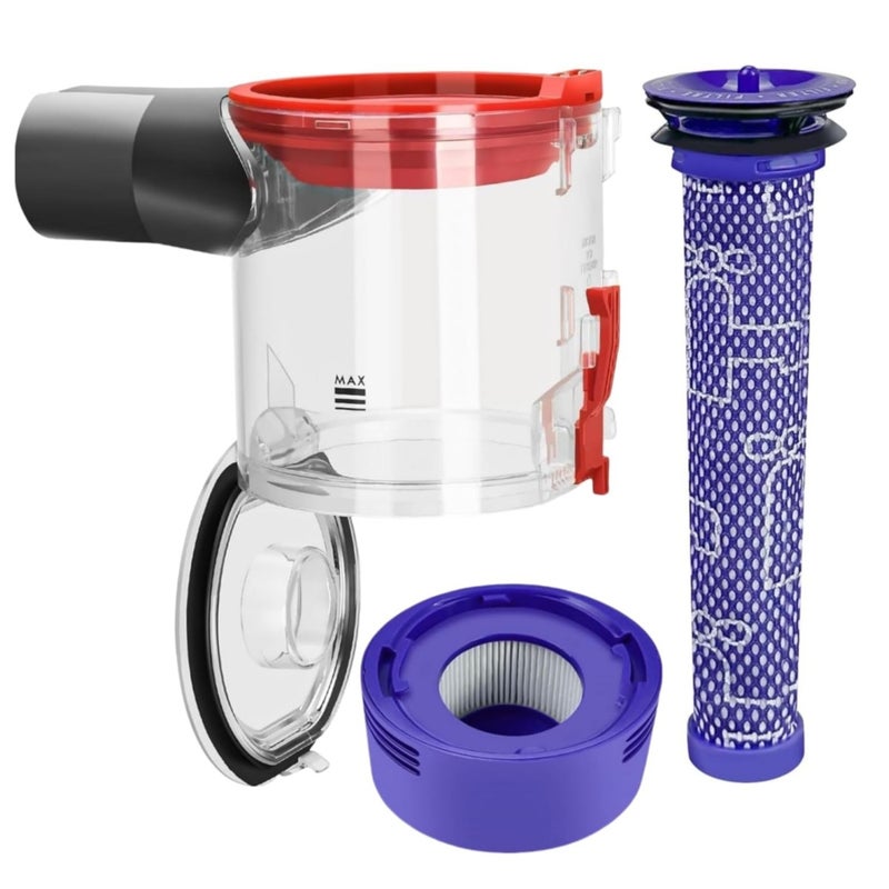 Przezroczysty kosz na śmieci z filtrem wstępnym i filtrem końcowym do odkurzacza Dyson V7 V8, części zamienne i akcesoria, do odkurzaczy Dyson SV11/SV