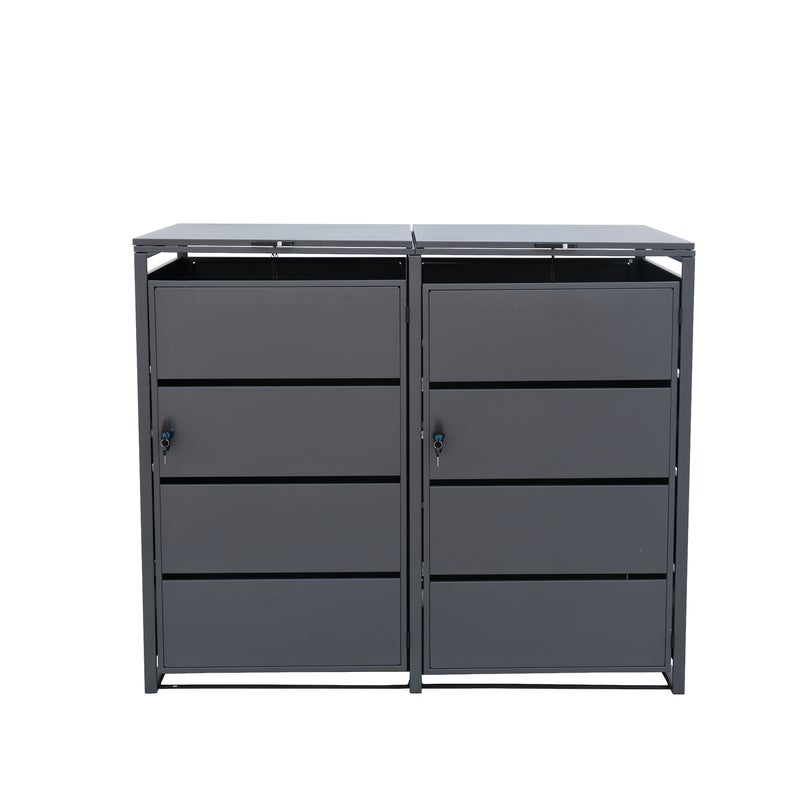Osłona obudowa śmietnika podwójna metalowa antracyt 115x137x78 cm DLH