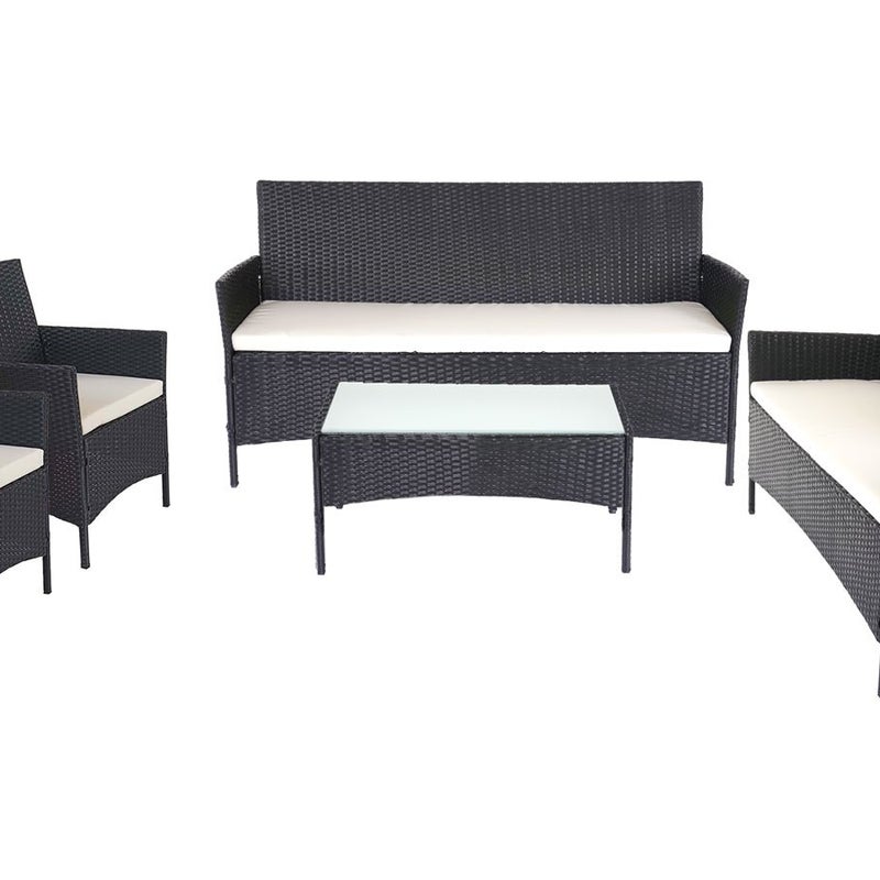 3-2-1-1 Zestaw ogrodowy z polirutanu Halden, zestaw wypoczynkowy Sofa ~ antracyt, poduszki kremowe