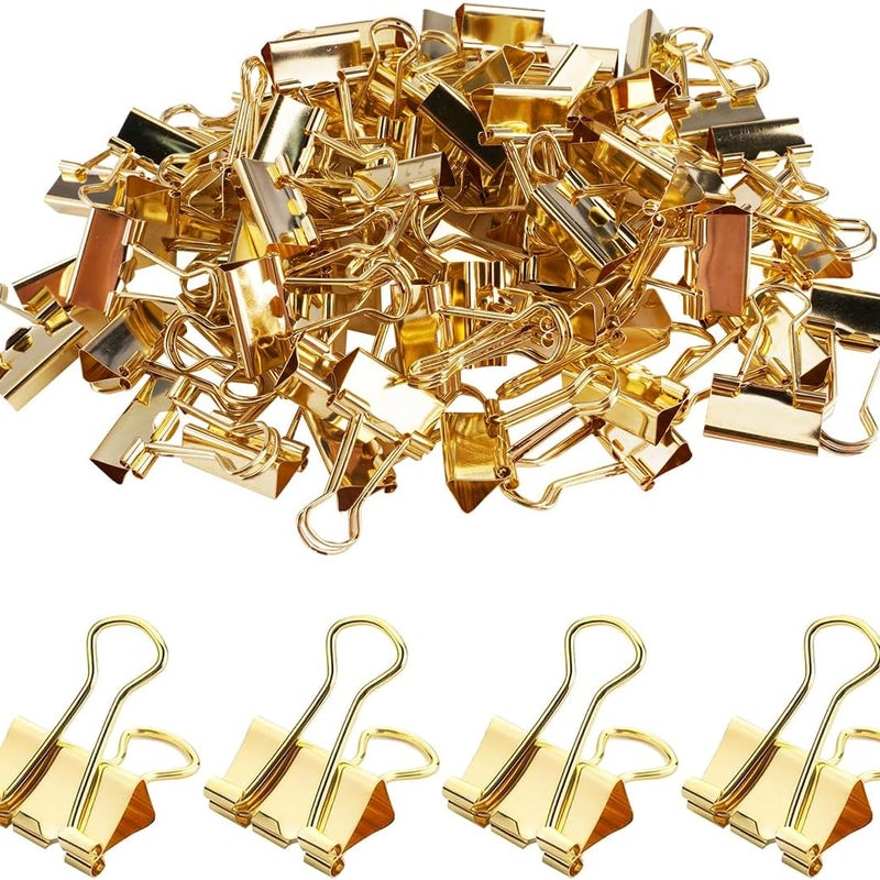 Opakowanie 80 składanych spinaczy biurowych, złote, 19 mm, do dokumentów, stabilne i wielokrotnego użytku, 19 mm