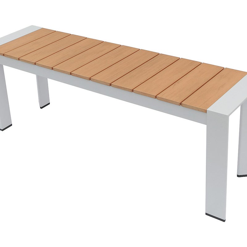 Ławka ogrodowa aluminiowa dł. 130 cm - Jasny naturalny i biały - NYROS od MYLIA