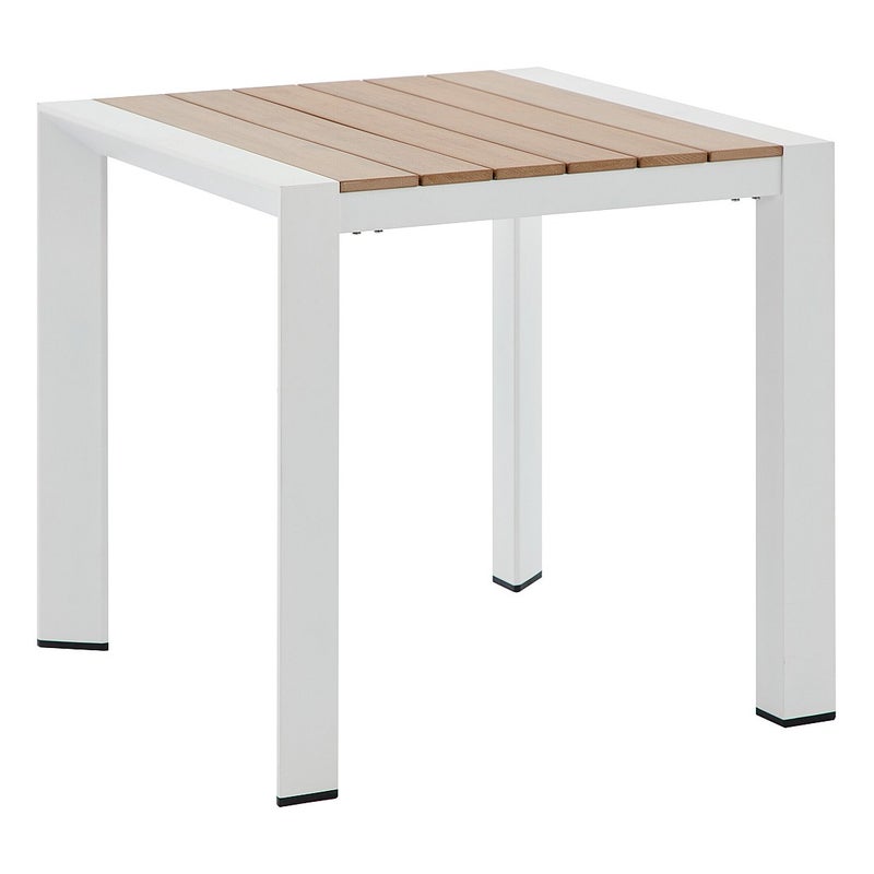 Stół ogrodowy aluminiowy kwadratowy , dł. 80 cm - Jasny naturalny i biały - NYROS od MYLIA