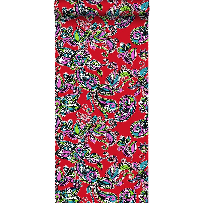 Tapeta funky kwiaty i paisleys wielokolorowym - 53 cm x 10.05 m - ESTAHOME