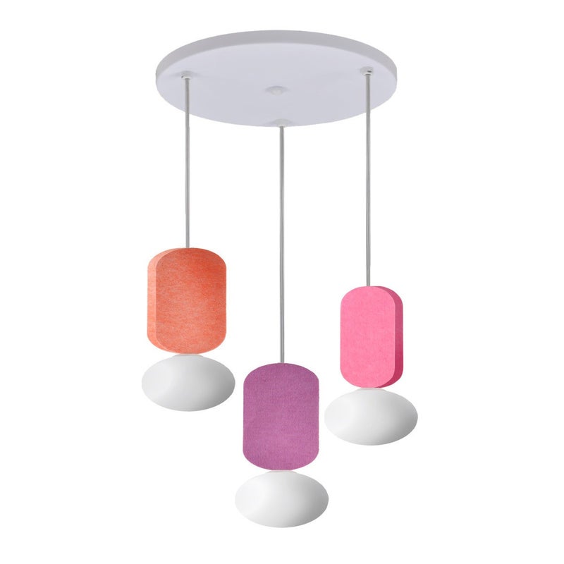 Lampa sufitowa kolorowe filcowe elementy BALLO biało-różowa 3xG9x8W metal wym:150x60x14cm IP20 Light Prestige