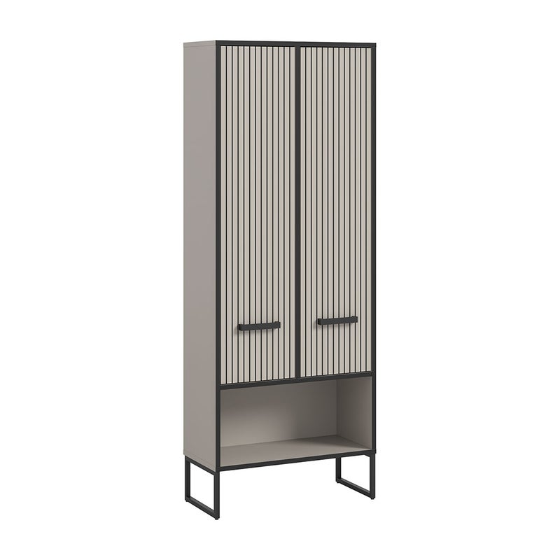 Bagno wysoka szafka łazienkowa 2 drzwi jasnoszary, kremowy.