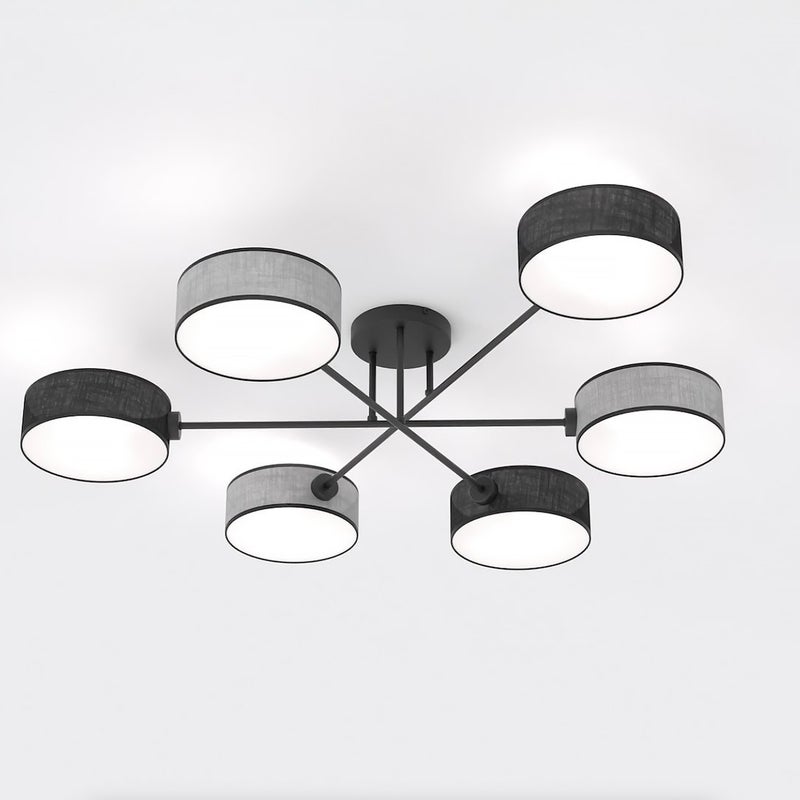 Lampa wisząca MAGA czarno-szara 6xE14x15W tkanina wym:22x105x86cm IP20 Emibig