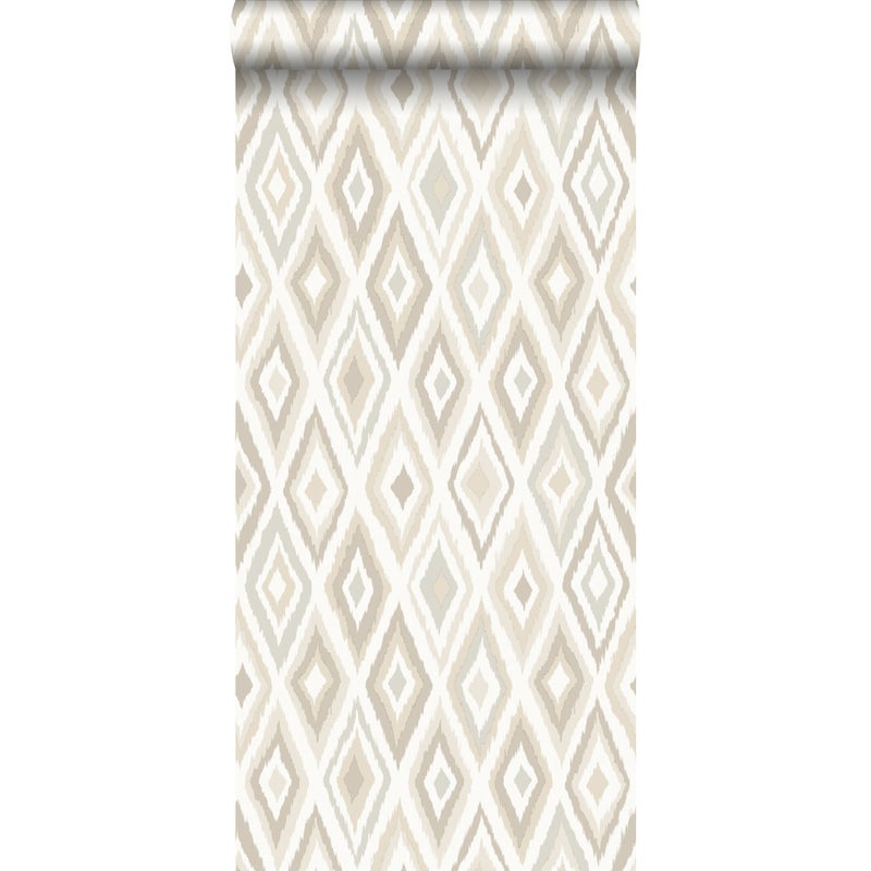 Tapeta motyw ikatu beżowym - 53 cm x 10.05 m - ESTAHOME