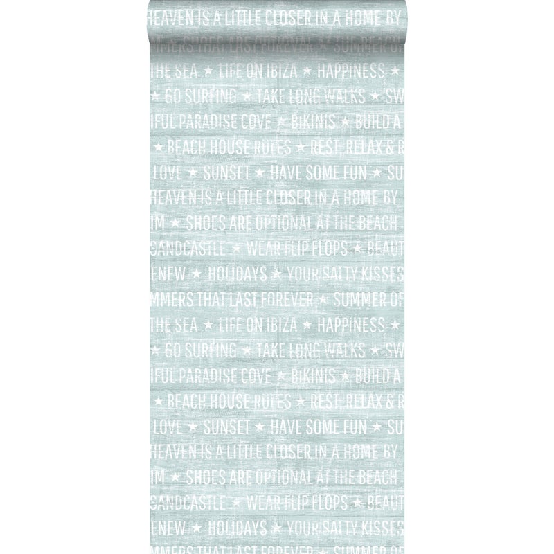 Tapeta letnie cytaty jasnozielonym - 53 cm x 10.05 m - ESTAHOME