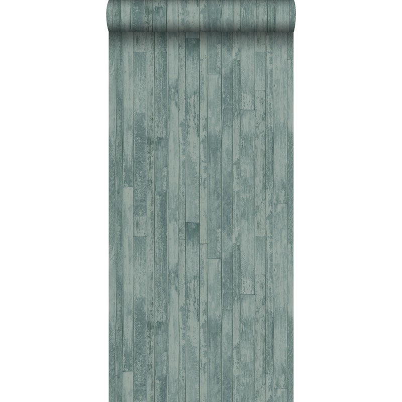 Tapeta stare deski ze złomu szaro zielonym - 53 cm x 10.05 m - ESTAHOME