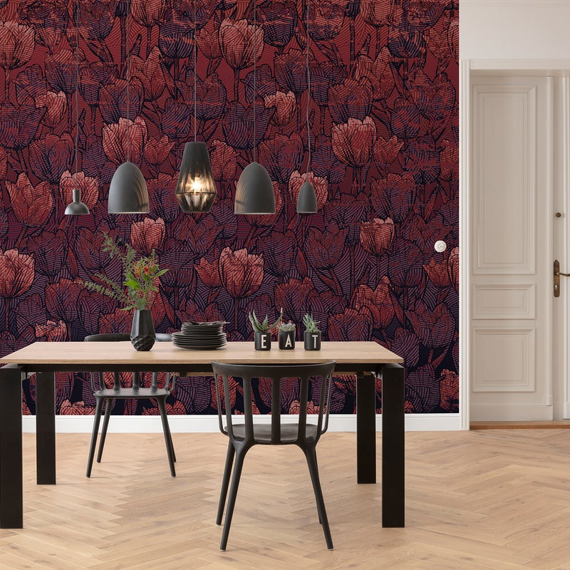 Fototapeta tulipany czerwonym - 400 x 280 cm - SANDERS & SANDERS