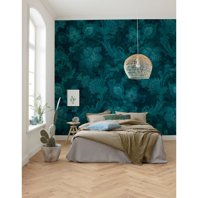 Fototapeta nocne kwiaty benzynowej zieleni - 400 x 280 cm - SANDERS & SANDERS