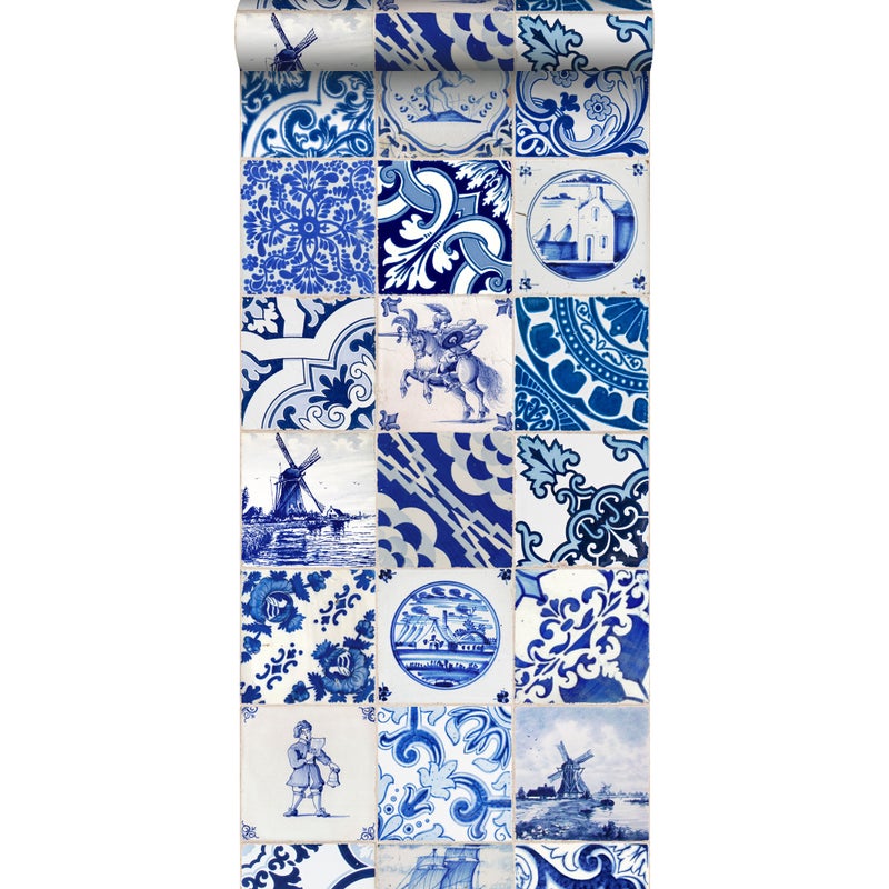Tapeta XXL małe kafelki delikatnie niebieskim - 50 x 900 cm - ESTAHOME