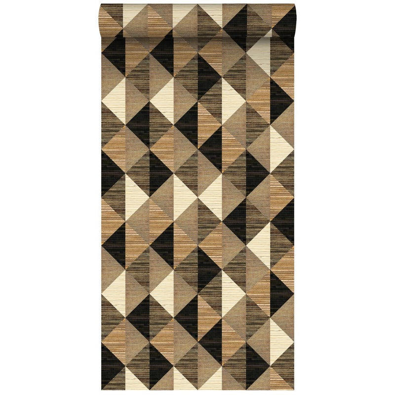Tapeta XXL motyw graficzny czarnym,brązowymIbeżowym - 50 x 900 cm - ESTAHOME