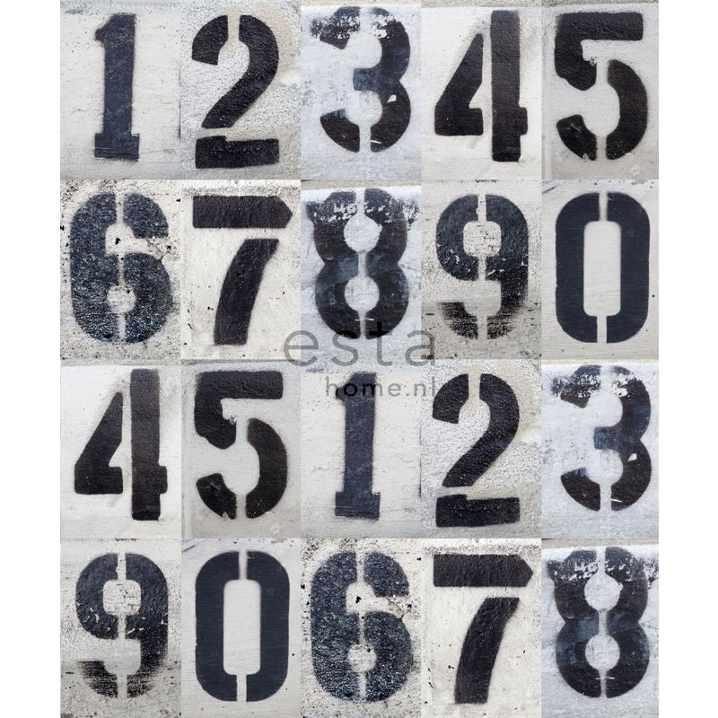 Fototapeta numery map ulic czarnymIbiałym - 250 x 279 cm - ESTAHOME