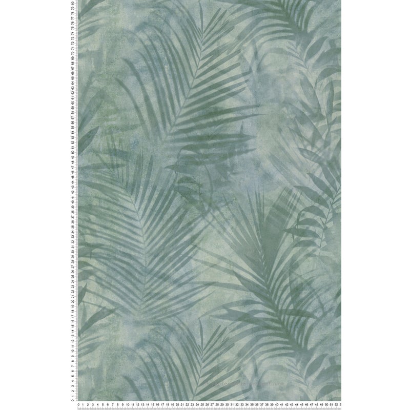 Tapeta liście palmowe szaro zielonym - 53 cm x 10.05 m - A.S. CRÉATION