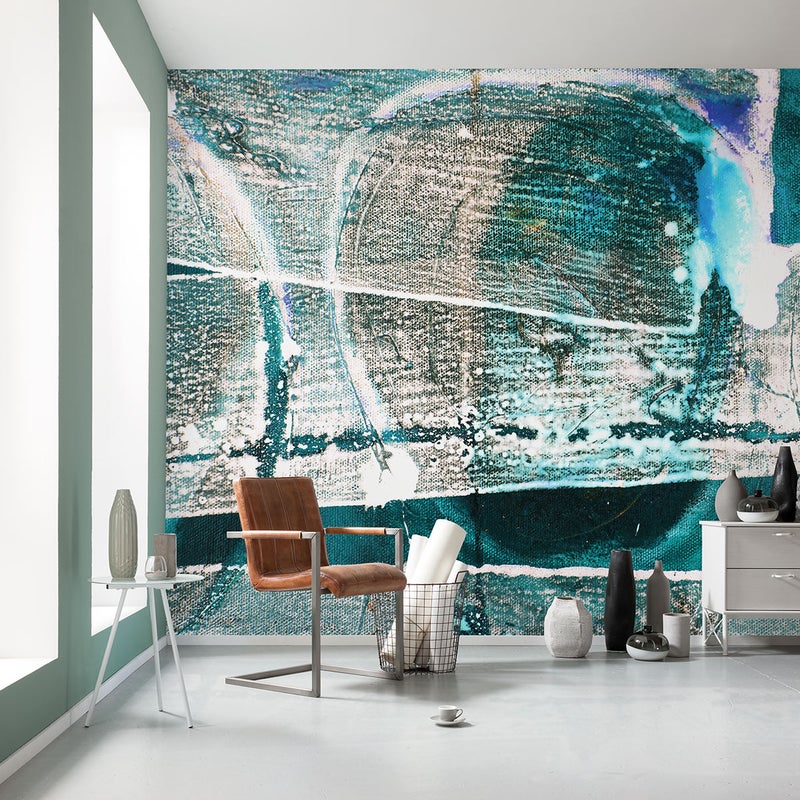 Fototapeta artystyczny niebiesko-zielonym - 500 x 280 cm - SANDERS & SANDERS