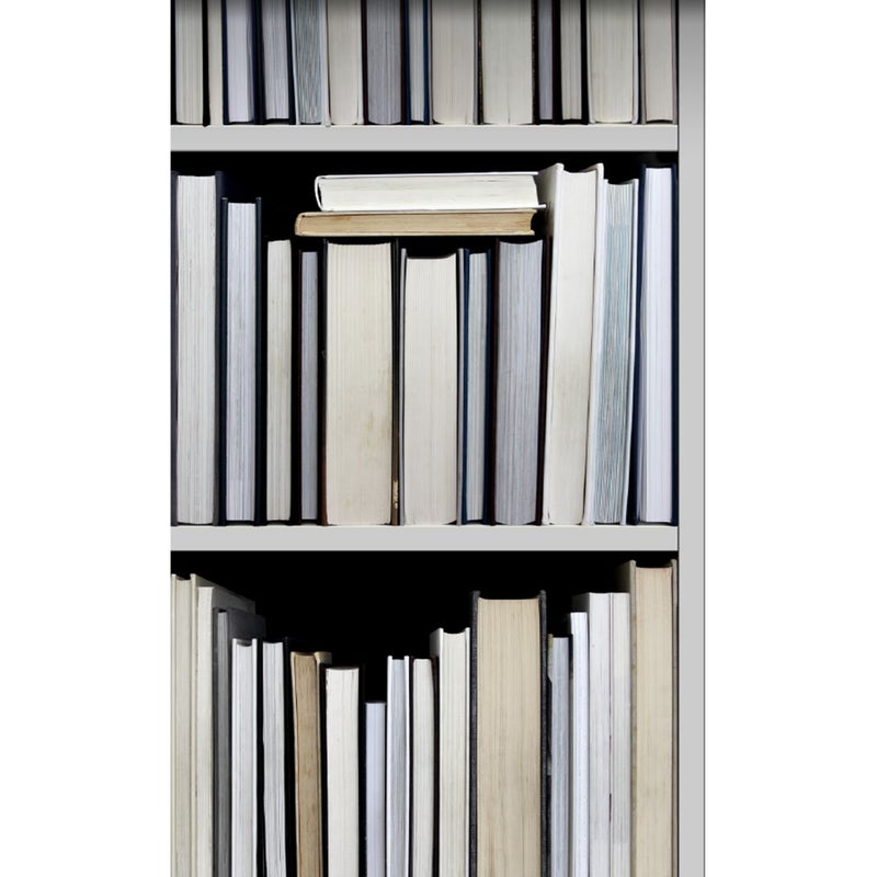 Tapeta XXL półka na książki czarnym,szarym,beżowymIbiałym - 50 x 900 cm - ESTAHOME