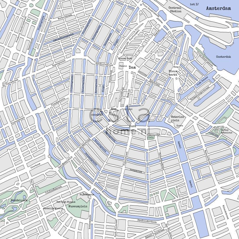 Fototapeta mapa Amsterdamu szarymIniebieskim - 279 x 279 cm - ESTAHOME