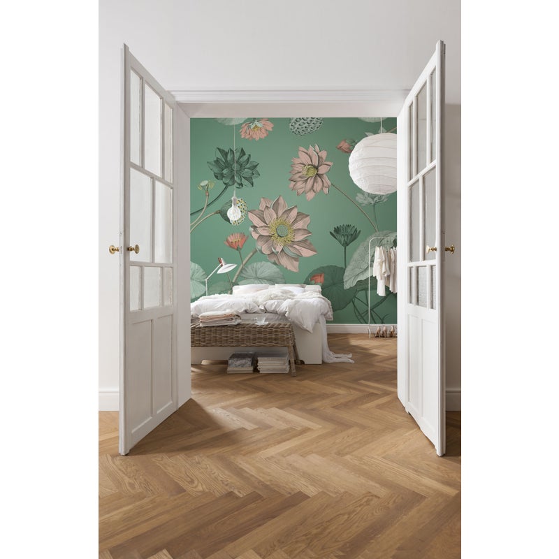 Fototapeta kwiat lotosu zielonymIróżowym - 200 x 250 cm - SANDERS & SANDERS