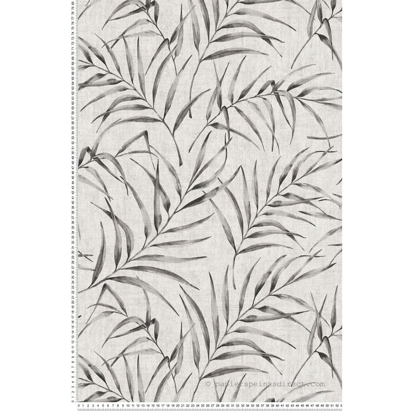 Tapeta tropikalne liście szarymIbeżowym - 53 cm x 10.05 m - A.S. CRÉATION