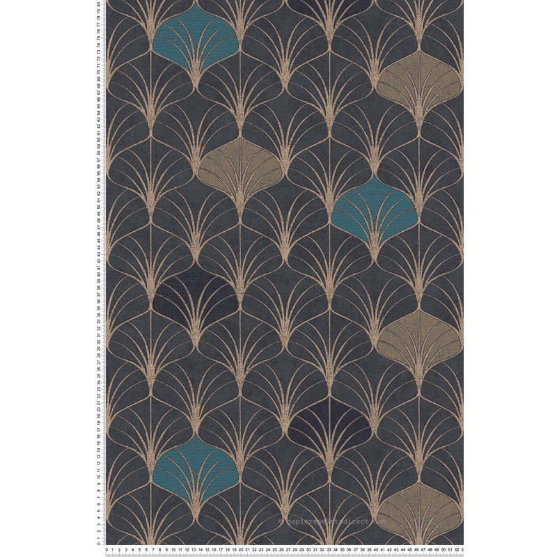 Tapeta ozdoby retro złotym,czarnymIniebieskim - 53 cm x 10.05 m - LIVINGWALLS