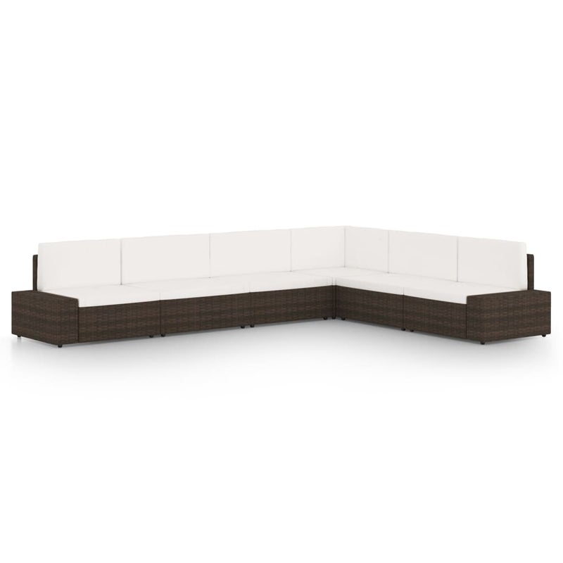 6-cz. ogrodowy zestaw wypoczynkowy, poduszki, rattan PE, brąz vidaXL