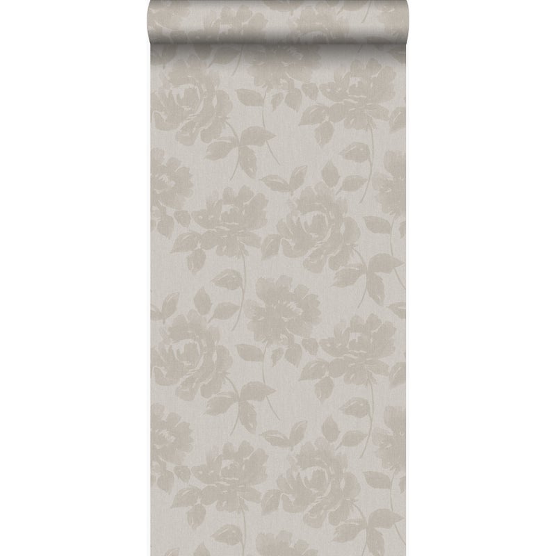 Tapeta róże jasny taupe - 53 cm x 10.05 m - ORIGIN