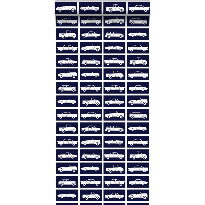 Tapeta samochody granatowym - 53 cm x 10.05 m - ESTAHOME