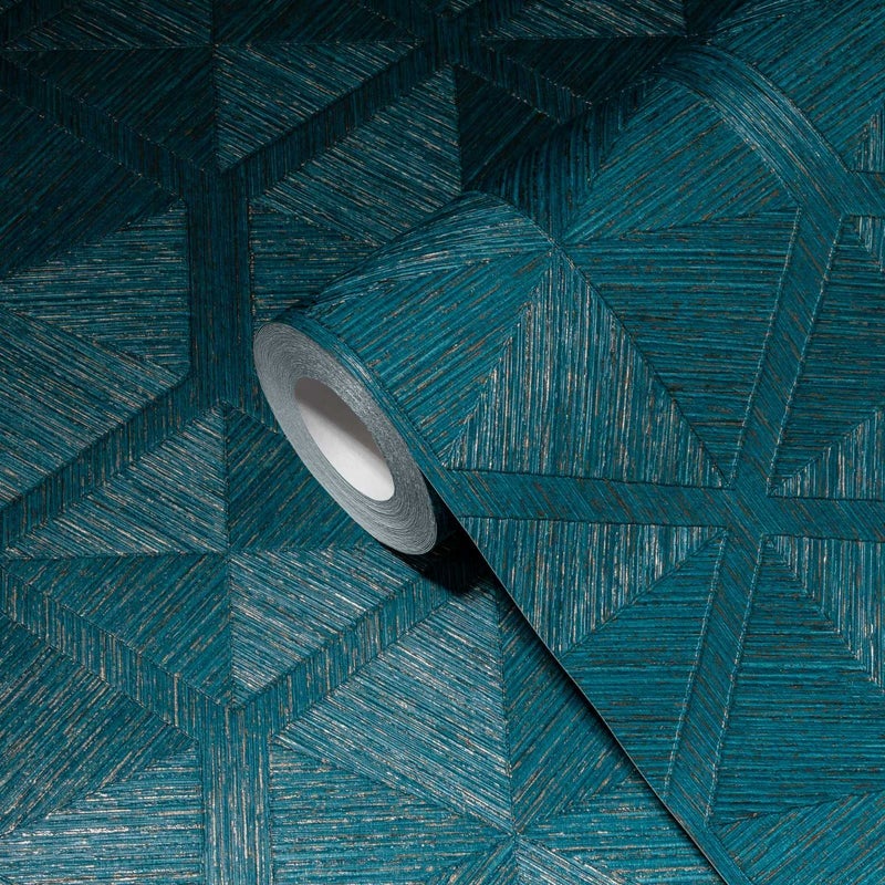 Tapeta figury geometryczne turkusowym,rdzawy brązIzłotym - 53 cm x 10.05 m - LIVINGWALLS