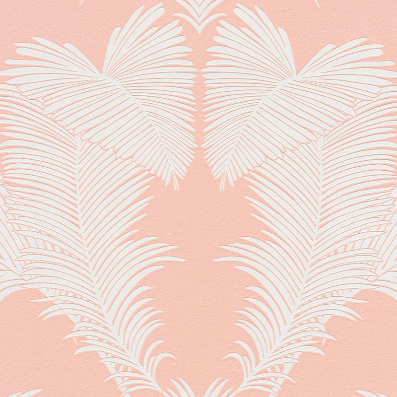 Tapeta liście palmowe różowymIbiałym - 53 cm x 10.05 m - A.S. CRÉATION