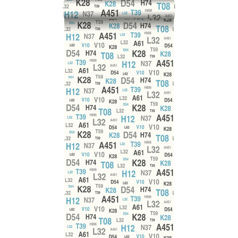 Tapeta piktogramy turkusowymIszarym - 53 cm x 10.05 m - ESTAHOME