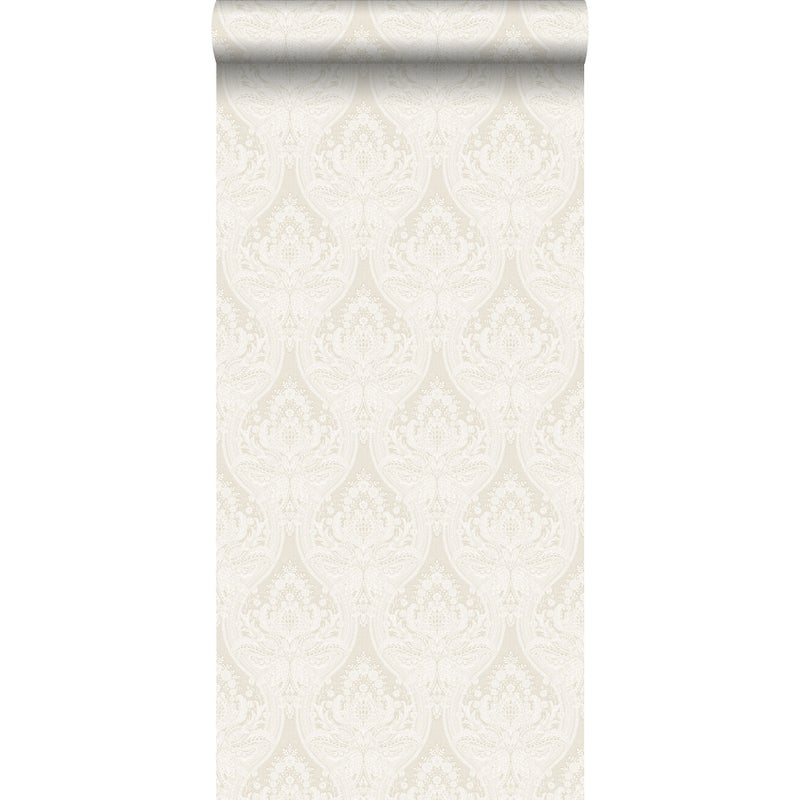 Tapeta druk barokowy ciepłej szarościIpiaskowym - 53 cm x 10.05 m - ESTAHOME