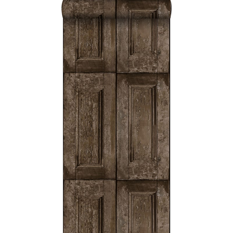 Tapeta drzwi panelowe ciemny brąz - 53 cm x 10.05 m - ESTAHOME