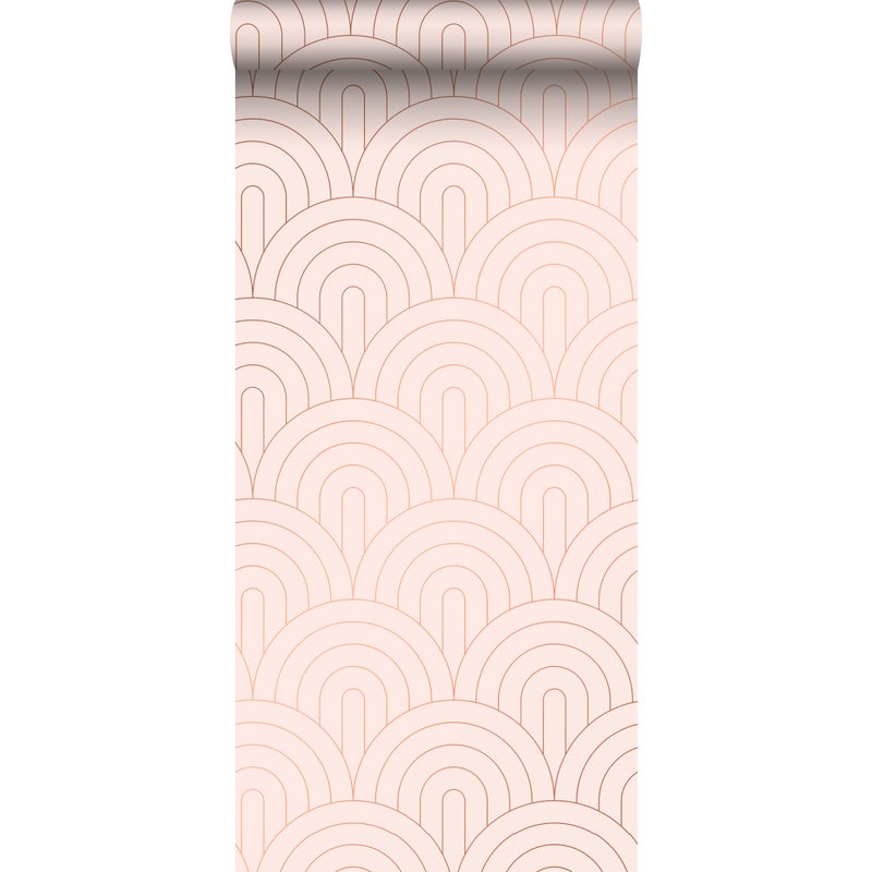 Tapeta motyw art déco delikatnego różuIróżowego złota - 53 cm x 10.05 m - ESTAHOME