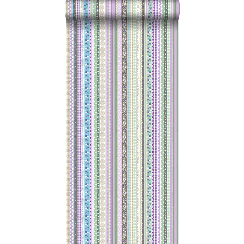 Tapeta wstążki w pastelowych kolorach - 53 cm x 10.05 m - ESTAHOME