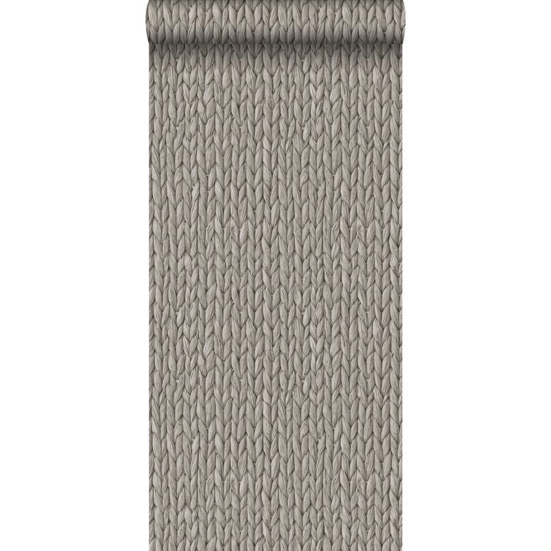 Tapeta tkany motyw trzciny ciepłej szarości - 53 cm x 10.05 m - ESTAHOME