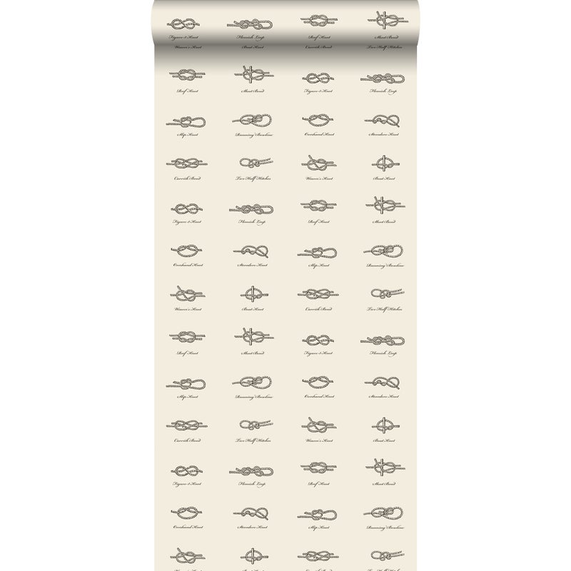 Tapeta guziki brązowymIkremowym beżu - 53 cm x 10.05 m - ESTAHOME