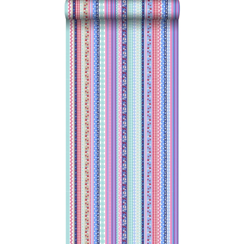 Tapeta wstążki jasnoniebieskimIróżowym - 53 cm x 10.05 m - ESTAHOME