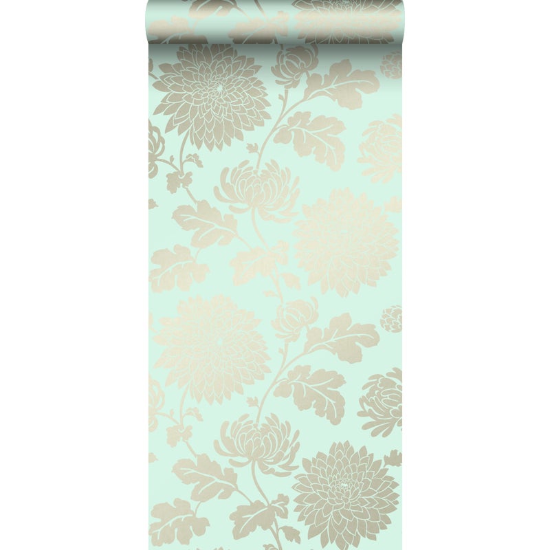 Tapeta kwiaty seledynowym - 53 cm x 10.05 m - ORIGIN