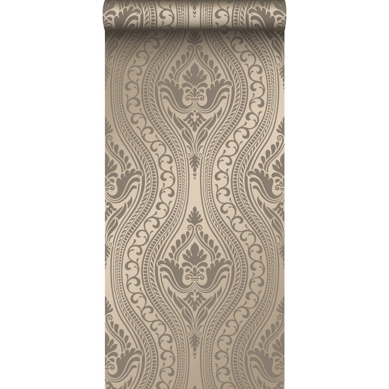 Tapeta ozdoby błyszczącego brązu - 53 cm x 10.05 m - ORIGIN