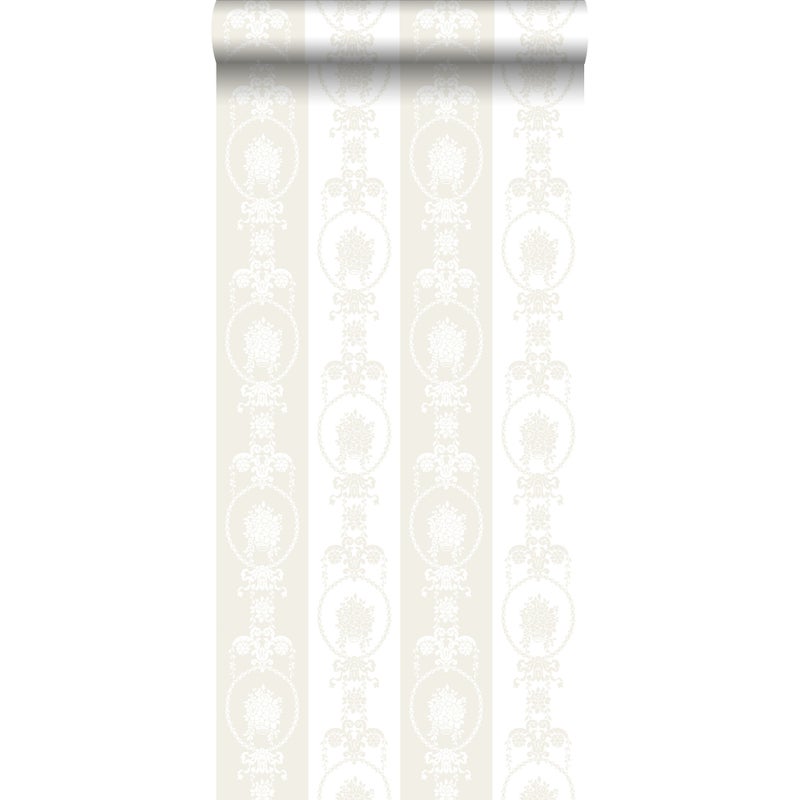 Tapeta druk barokowy białymIsrebrnym - 53 cm x 10.05 m - ESTAHOME