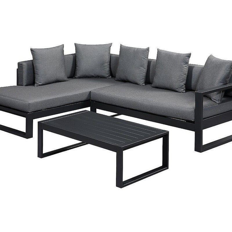 Zestaw ogrodowy z aluminium: kanapa narożna i stolik kawowy - Antracyt - MOLOKAI