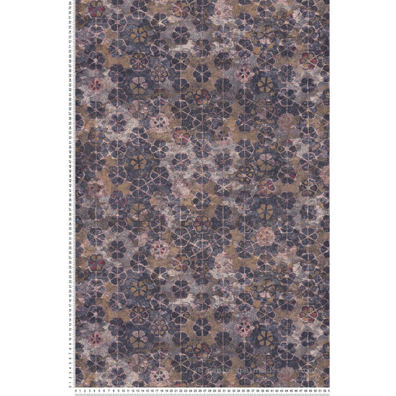 Tapeta motyw płytek szarym,niebieskimIbeżowym - 53 cm x 10.05 m - LIVINGWALLS