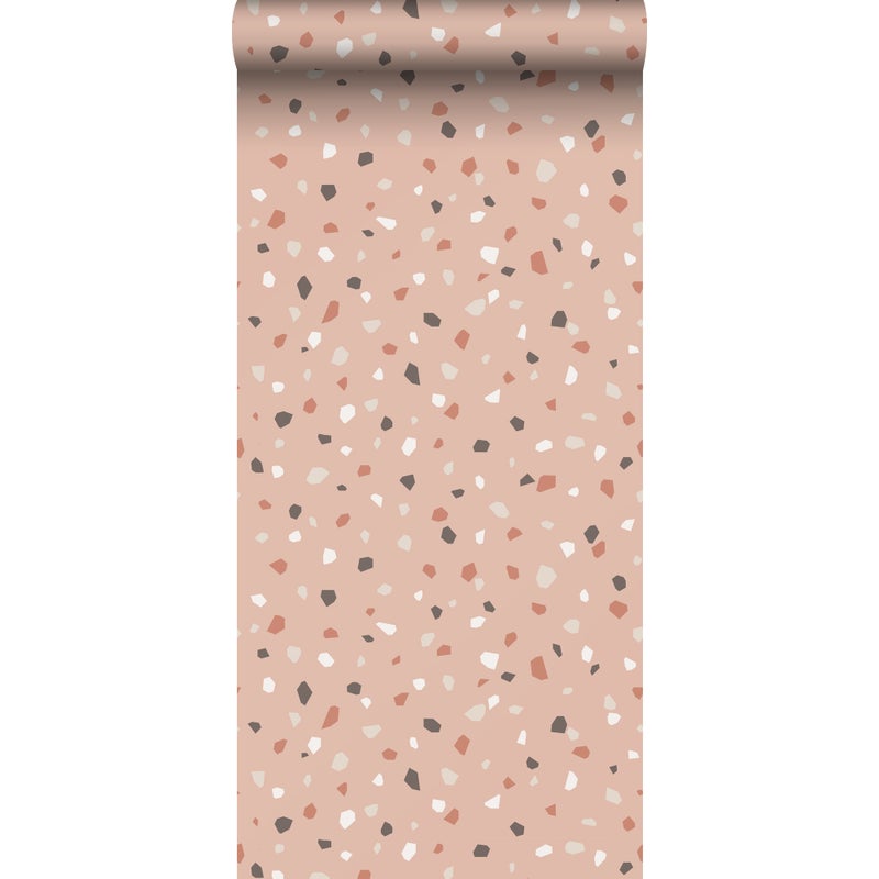 Tapeta lastryko delikatnego różu,białymIszarym - 53 cm x 10.05 m - ESTAHOME